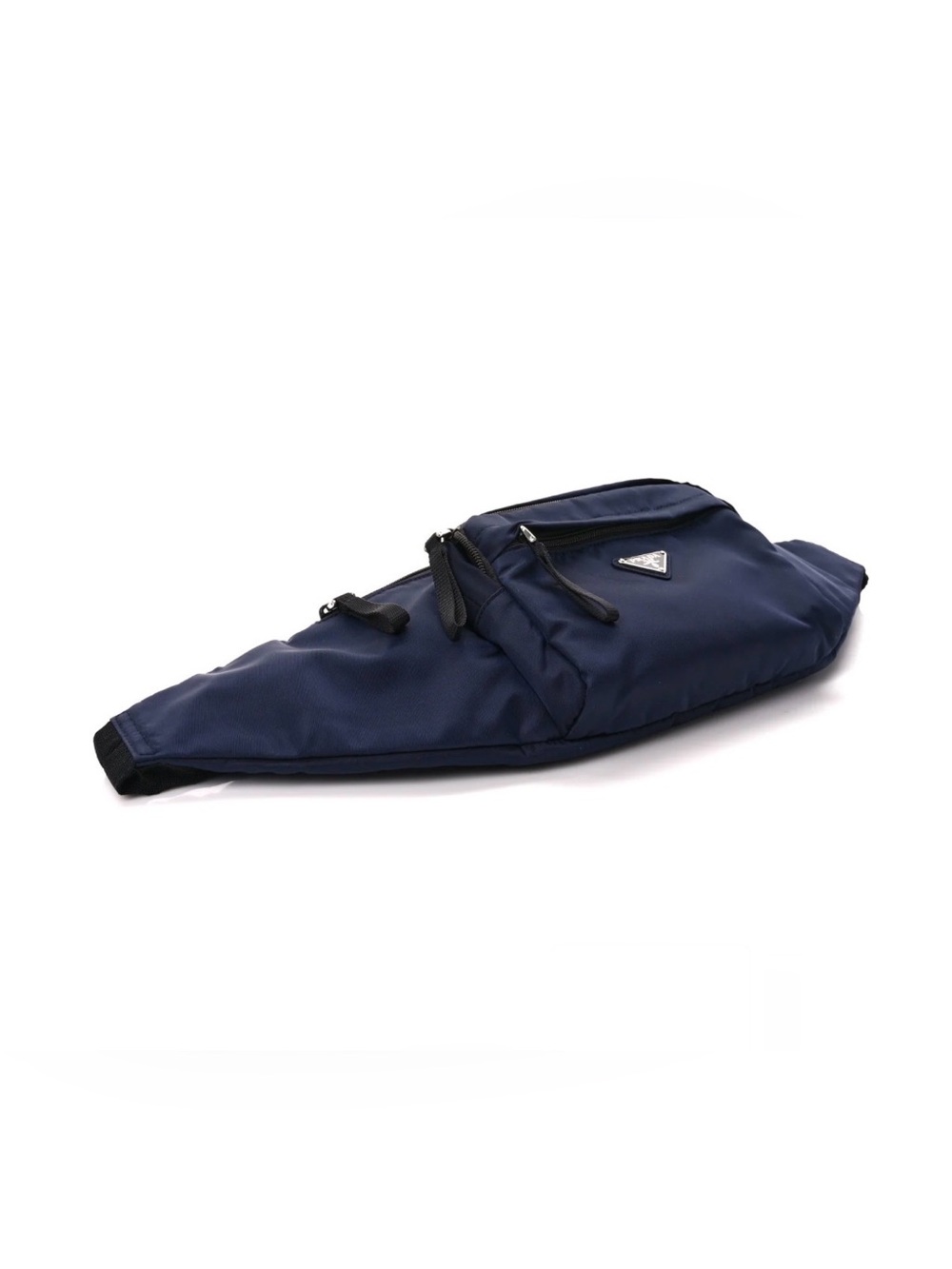 Prada Navy Nylon Belt Bag with Triangular Logo